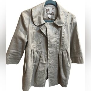 KENSIE Metallic Sheen Linen women’s three quarter sleeve shimmer coat SZ S event